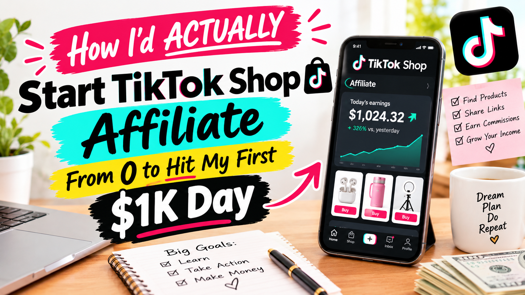How I’d ACTUALLY Start TikTok Shop Affiliate From 0 to Hit My First $1K Day