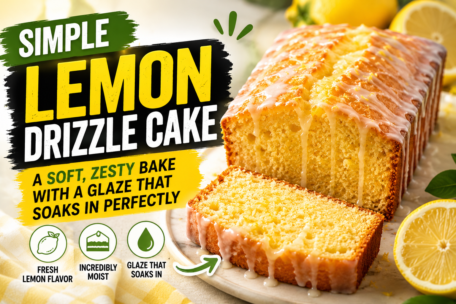 Simple Lemon Drizzle Cake: A Soft, Zesty Bake With a Glaze